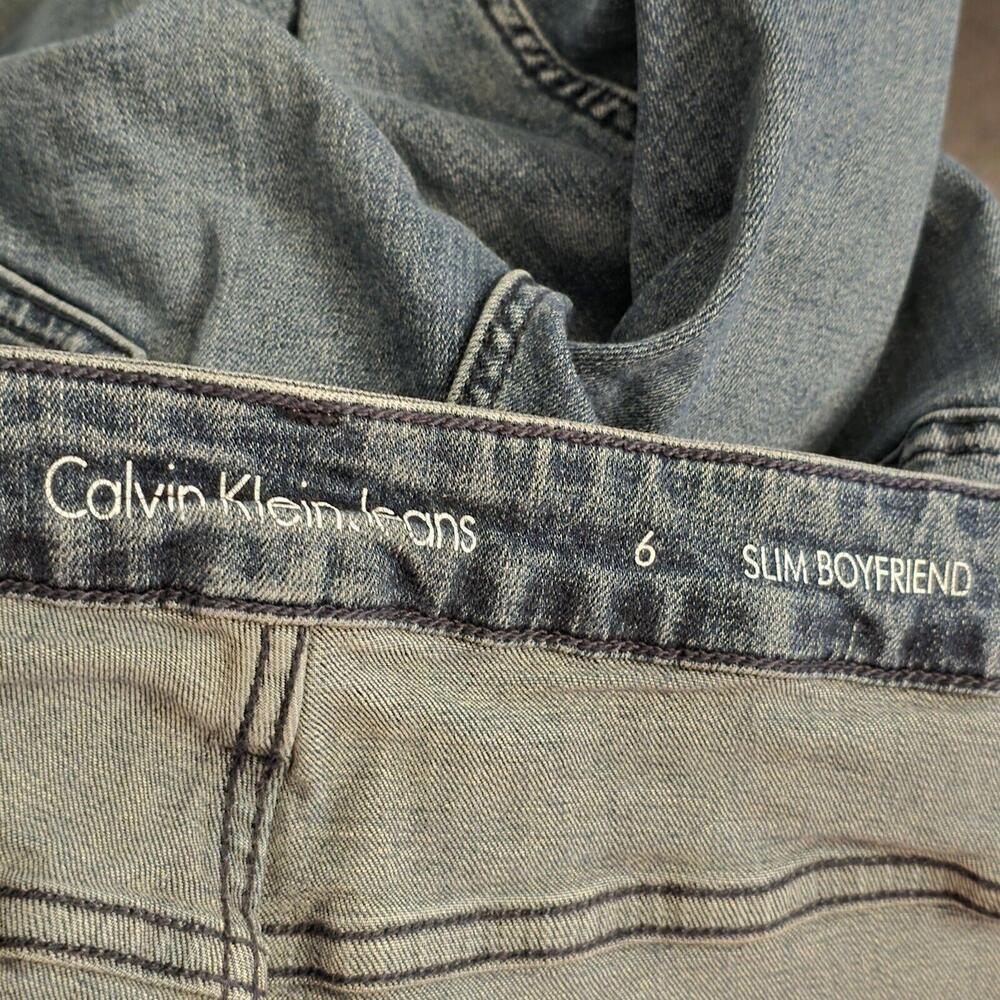 Calvin Klein Jeans Women's Size 6 Blue Mid-Rise Slim Boyfriend Denim 28" Inseam - Picture 5 of 8